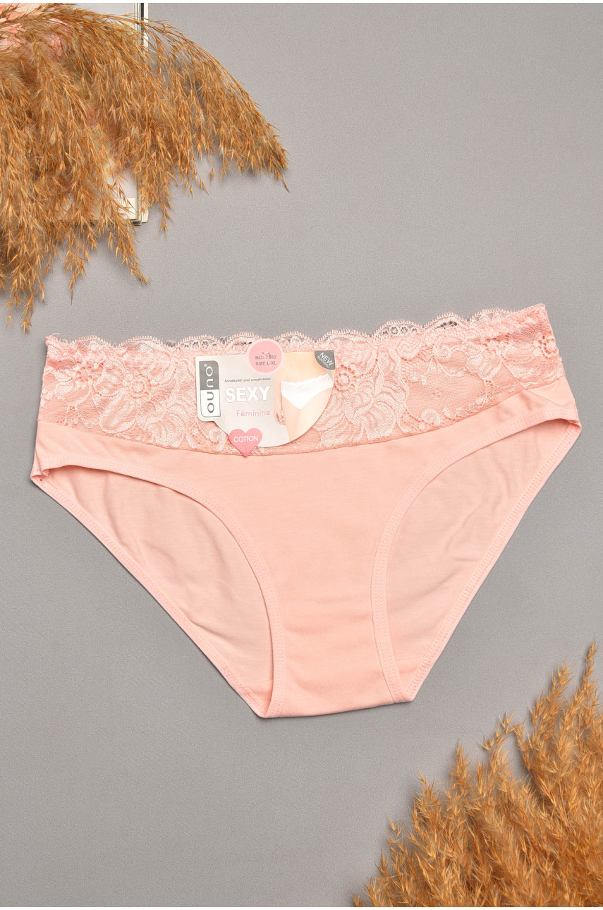 Трусы женские розового цвета с гипюровыми вставками 7882 207816
