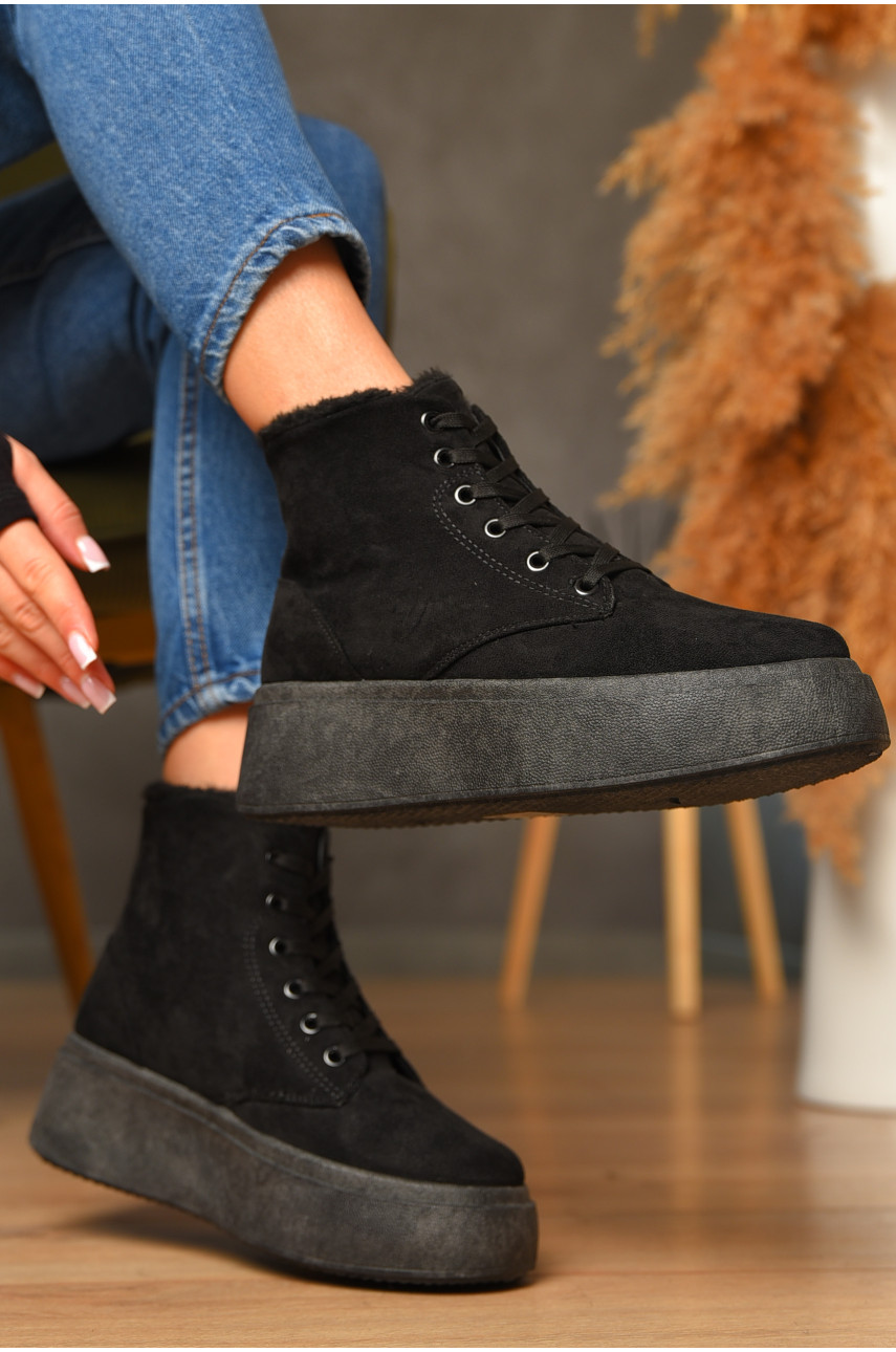 Ботинки женские зимние черного цвета 2024-19-2 з/ш 207817