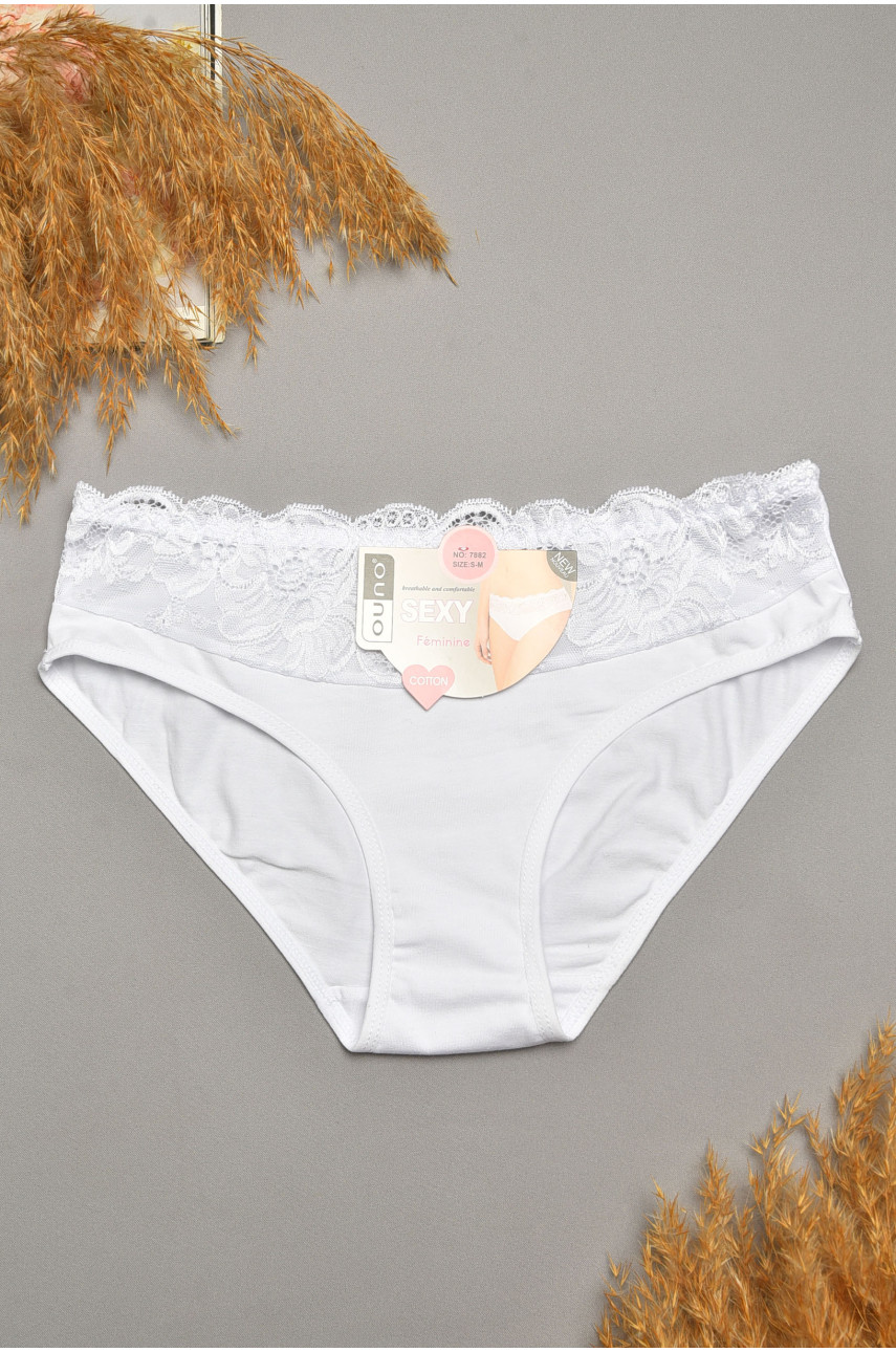 Трусы женские белого цвета с гипюровыми вставками 7882 207819