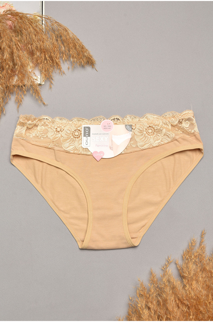 Трусы женские бежевого цвета с гипюровыми вставками 7882 207820