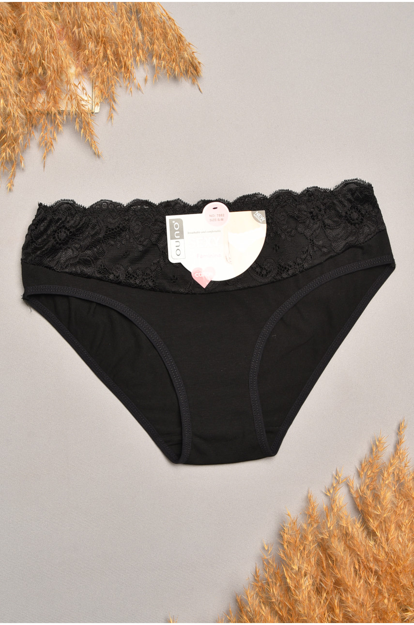 Трусы женские черного цвета с гипюровыми вставками 7882 207821