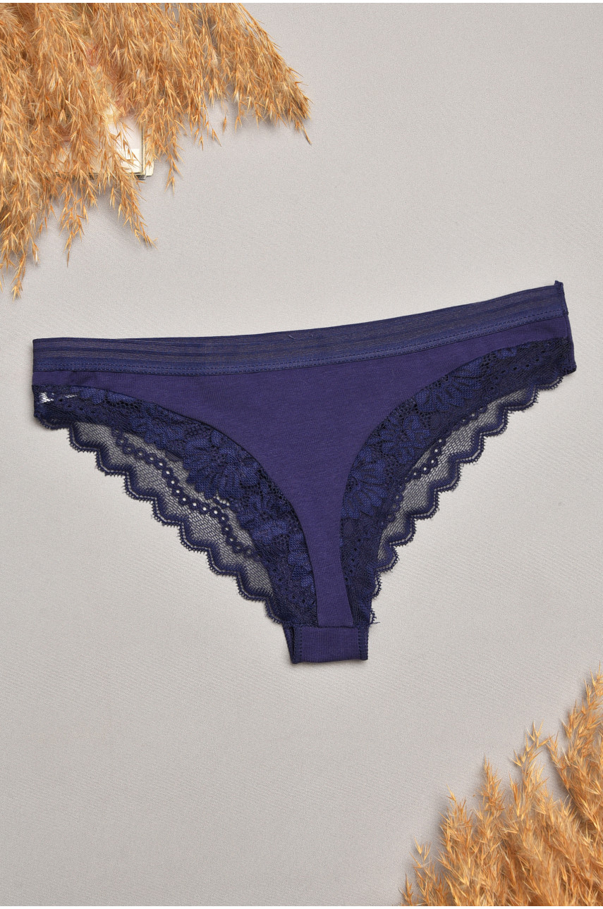 Трусы женские темно-синего цвета с гипюровыми вставками 1275 207822
