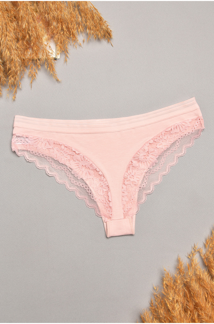 Трусы женские пудрового цвета с гипюровыми вставками 1275 207824