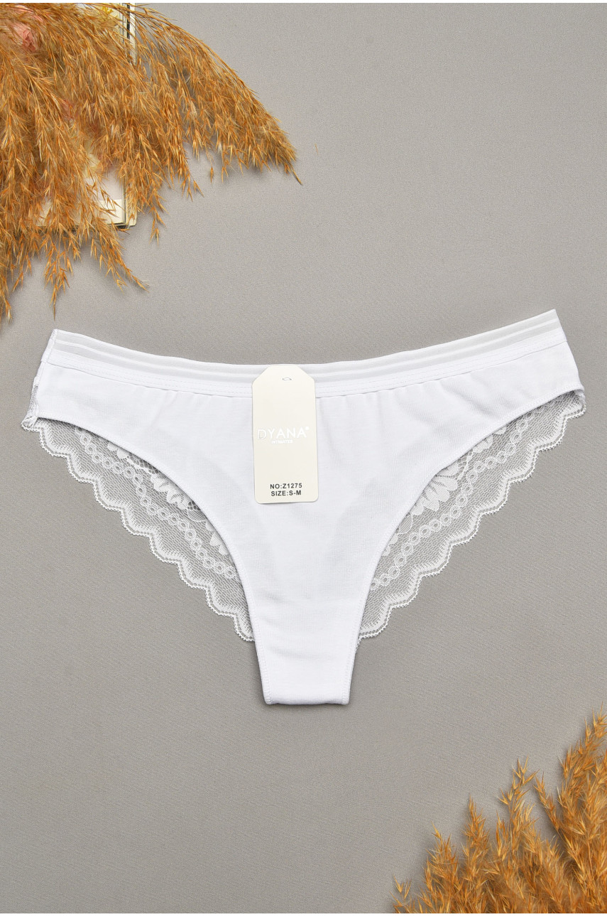 Трусы женские белого цвета с гипюровыми вставками 1275 207825