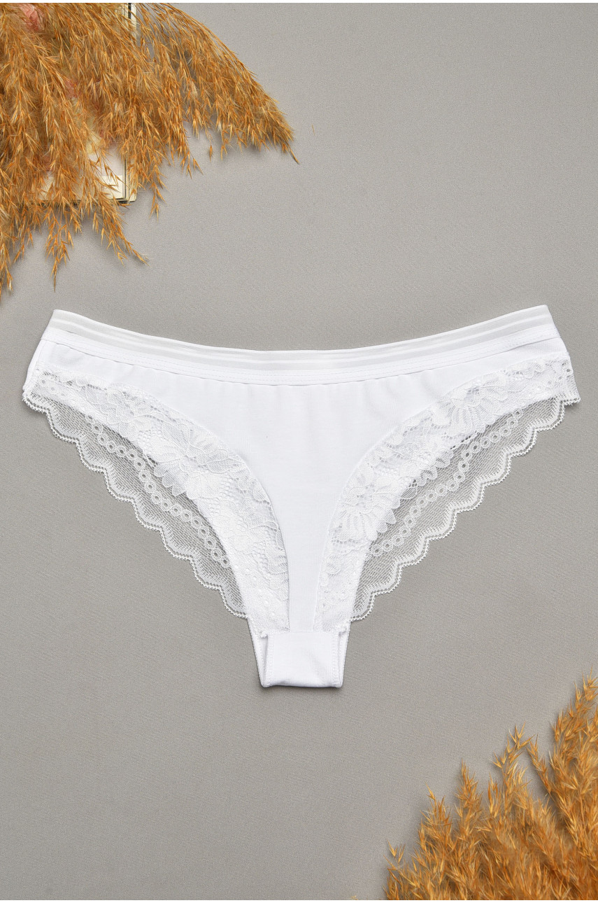 Трусы женские белого цвета с гипюровыми вставками 1275 207825