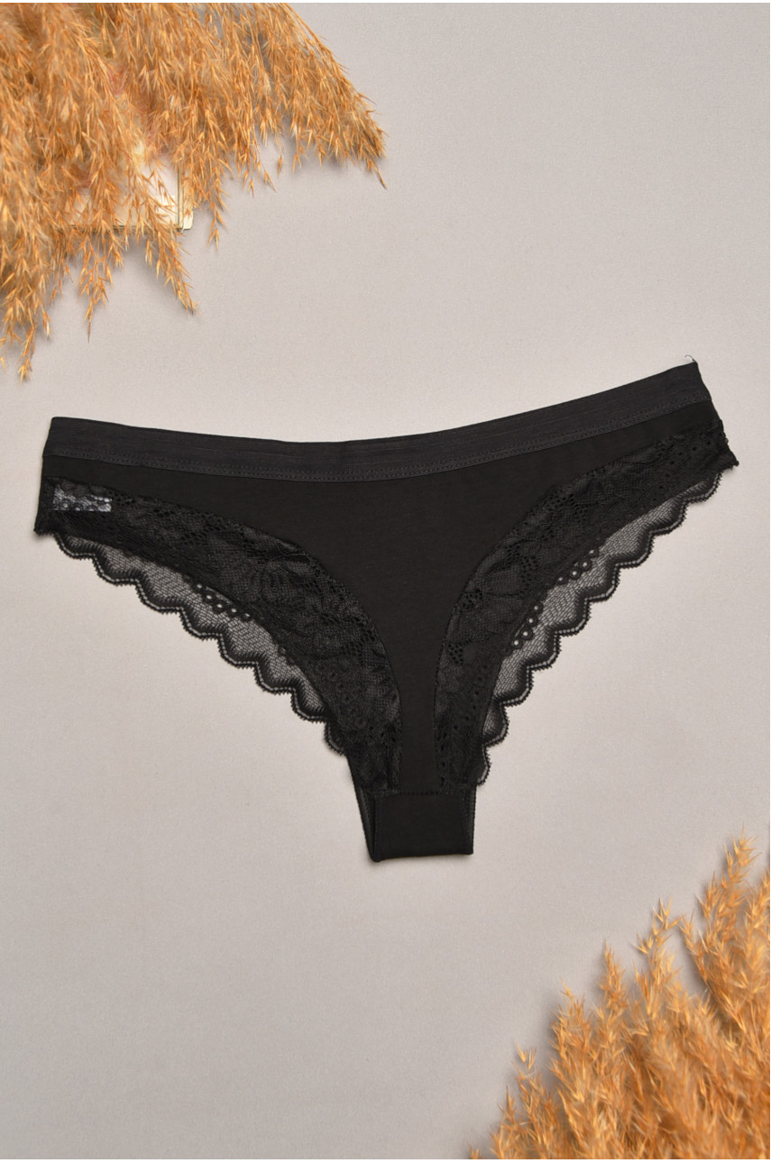 Трусы женские черного цвета с гипюровыми вставками 1275 207826