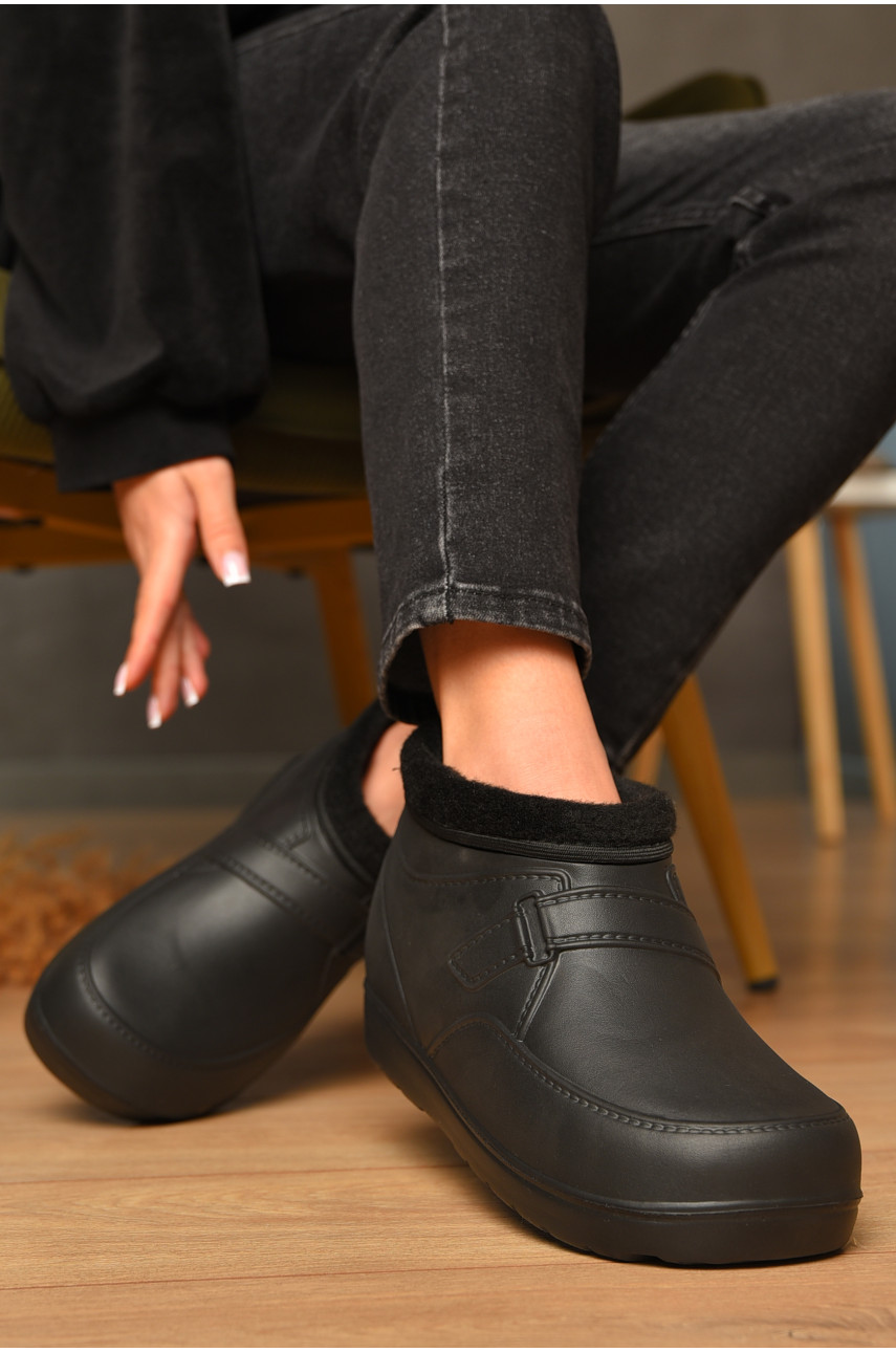 Галоши женские на меху черного цвета ГП-32 207832