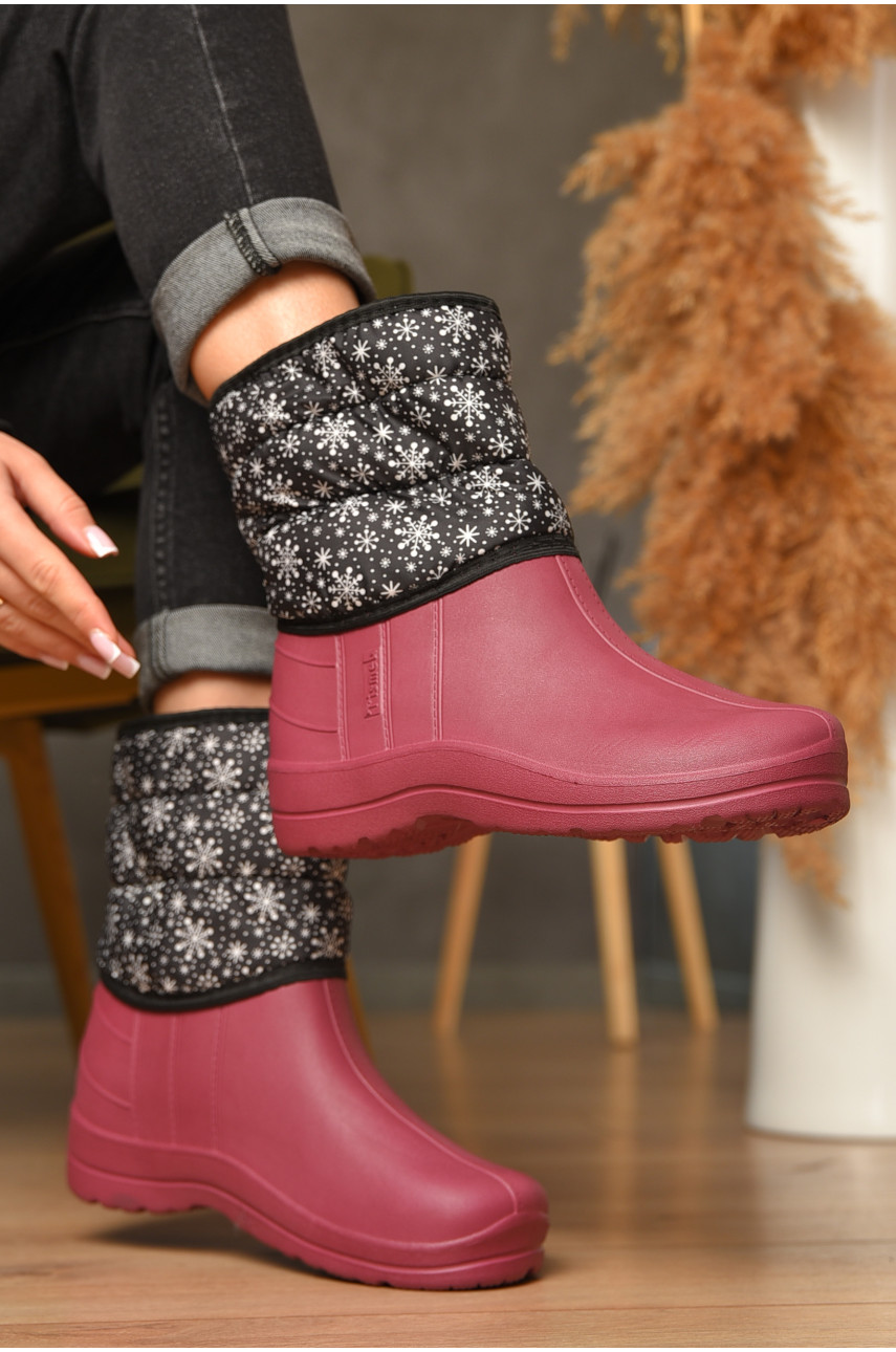 Дутики женские на меху бордового цвета 207837