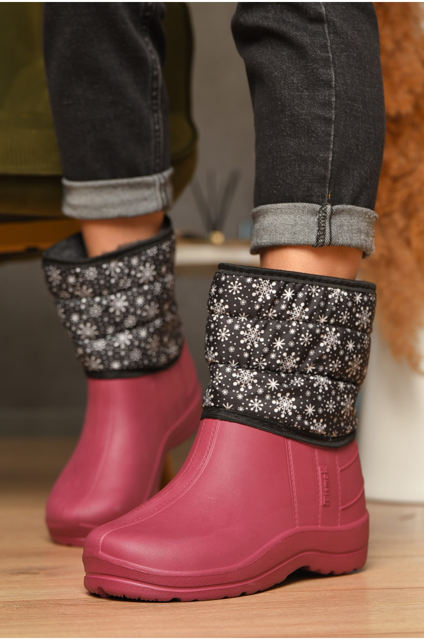 Дутики женские на меху бордового цвета 207837