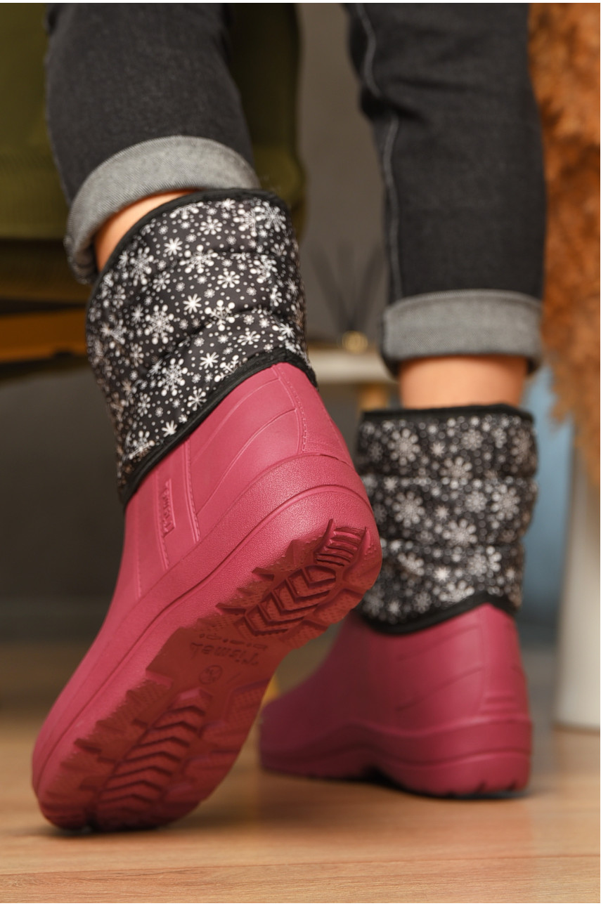 Дутики женские на меху бордового цвета 207837