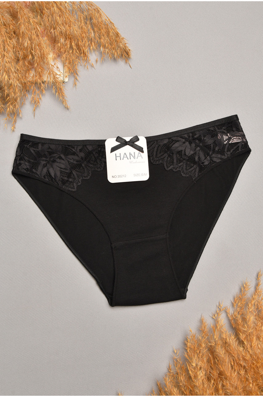 Трусы женские черного цвета с гипюровыми вставками 35212 207838