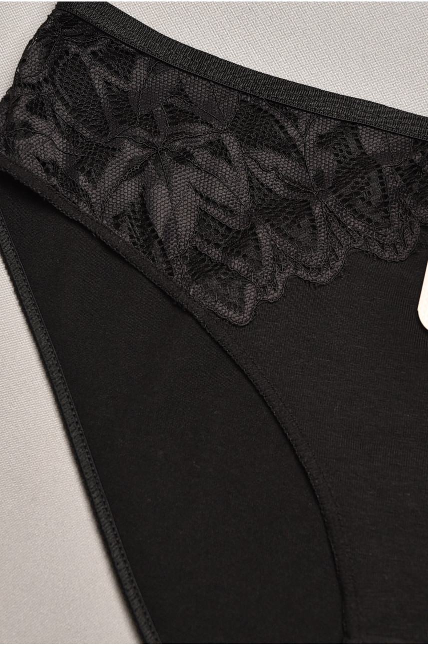 Труси жіночі чорного кольору з гіпюровими вставками 35212 207838