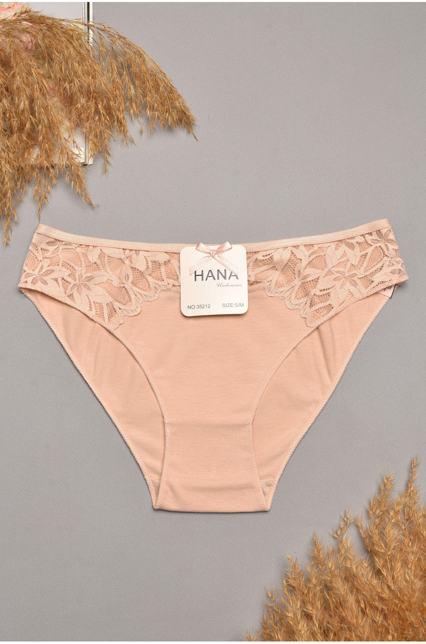 Трусы женские бежевого цвета с гипюровыми вставками 35212 207841