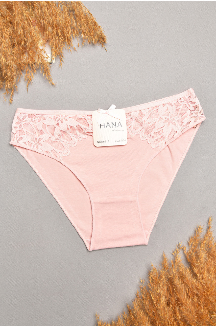 Трусы женские пудрового цвета с гипюровыми вставками 35212 207842