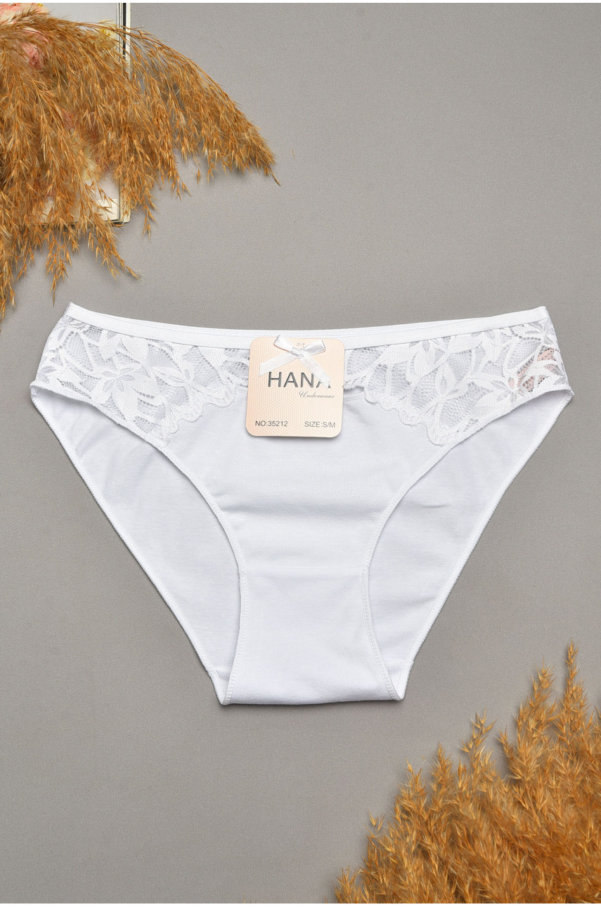 Трусы женские белого цвета с гипюровыми вставками 35212 207843
