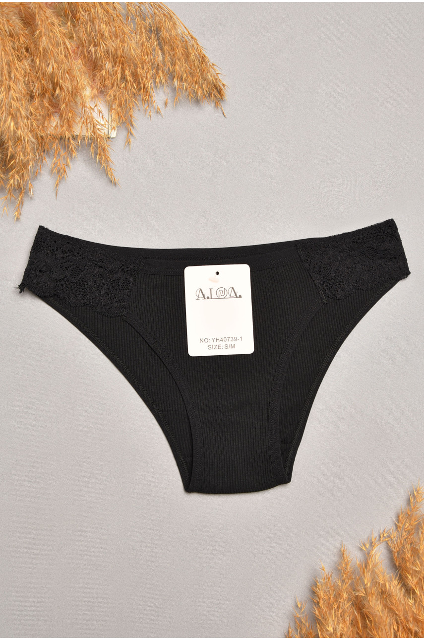 Трусы женские черного цвета с гипюровыми вставками 40739-1 207852