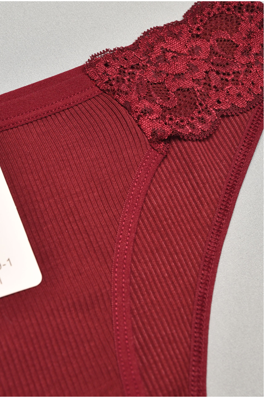 Трусы женские бордового цвета с гипюровыми вставками 40739-1 207854