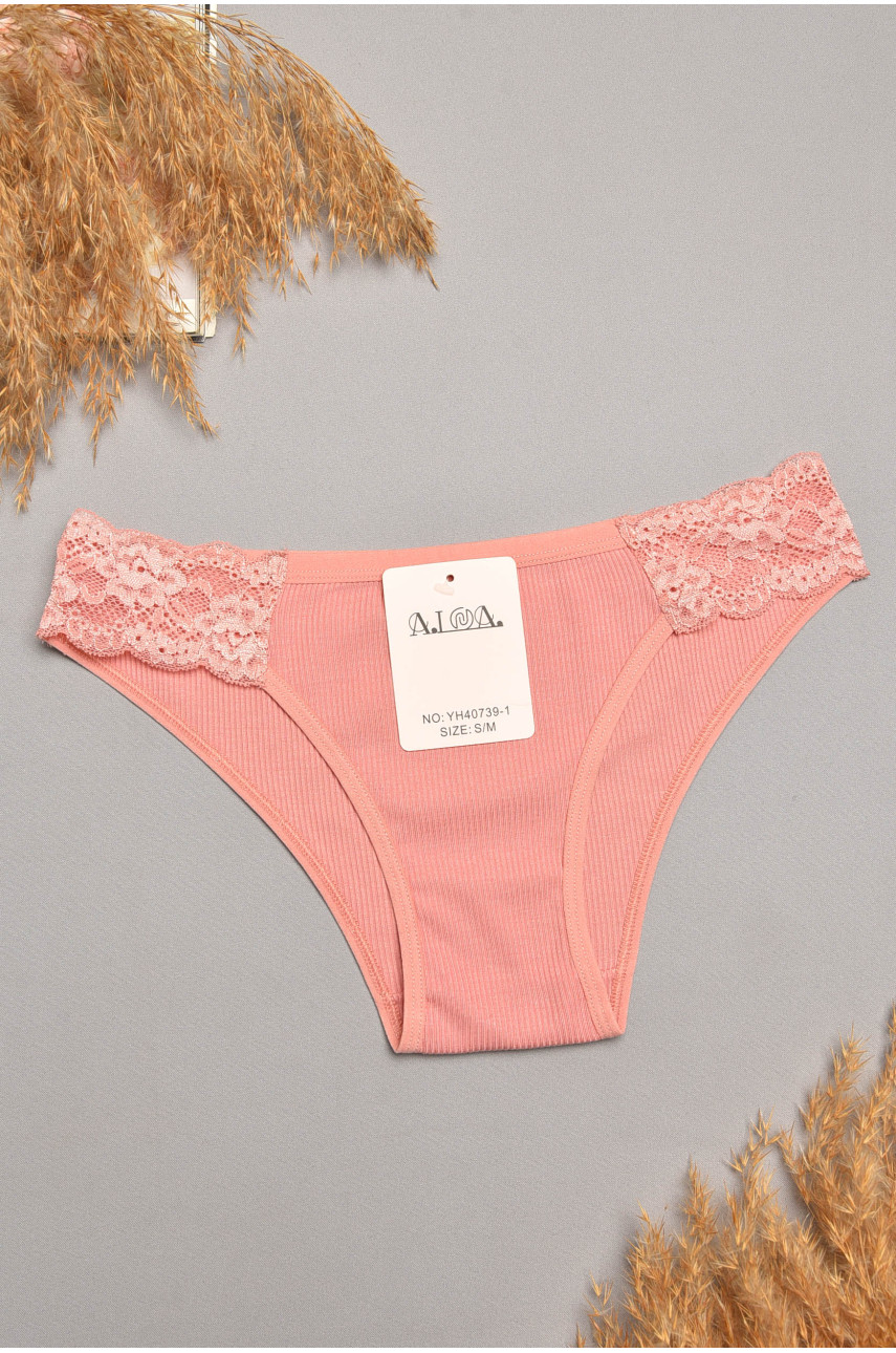 Трусы женские темно-розового цвета с гипюровыми вставками 40739-1 207855