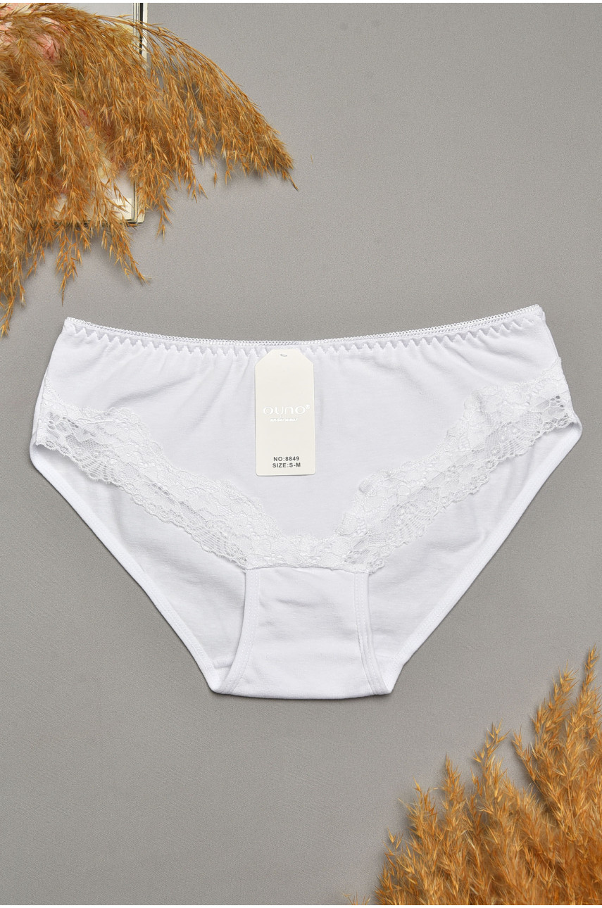 Трусы женские белого цвета с гипюровыми вставками 8849 207857