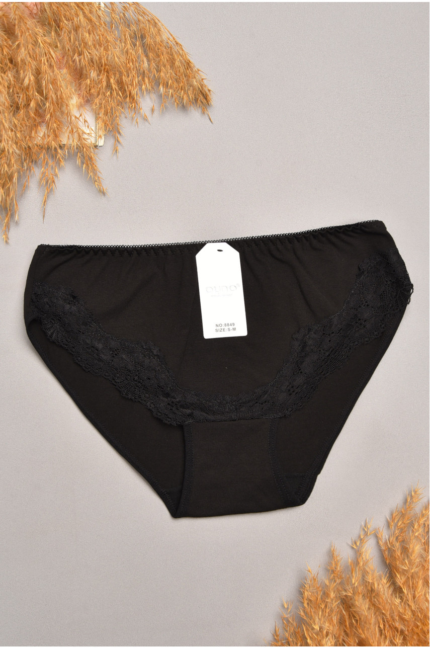Трусы женские черного цвета с гипюровыми вставками 8849 207860