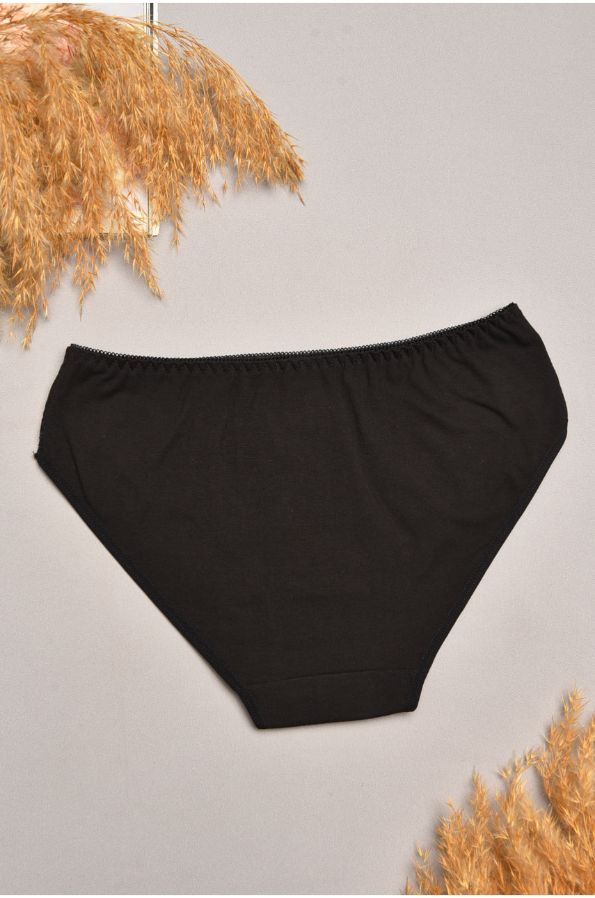 Трусы женские черного цвета с гипюровыми вставками 8849 207860