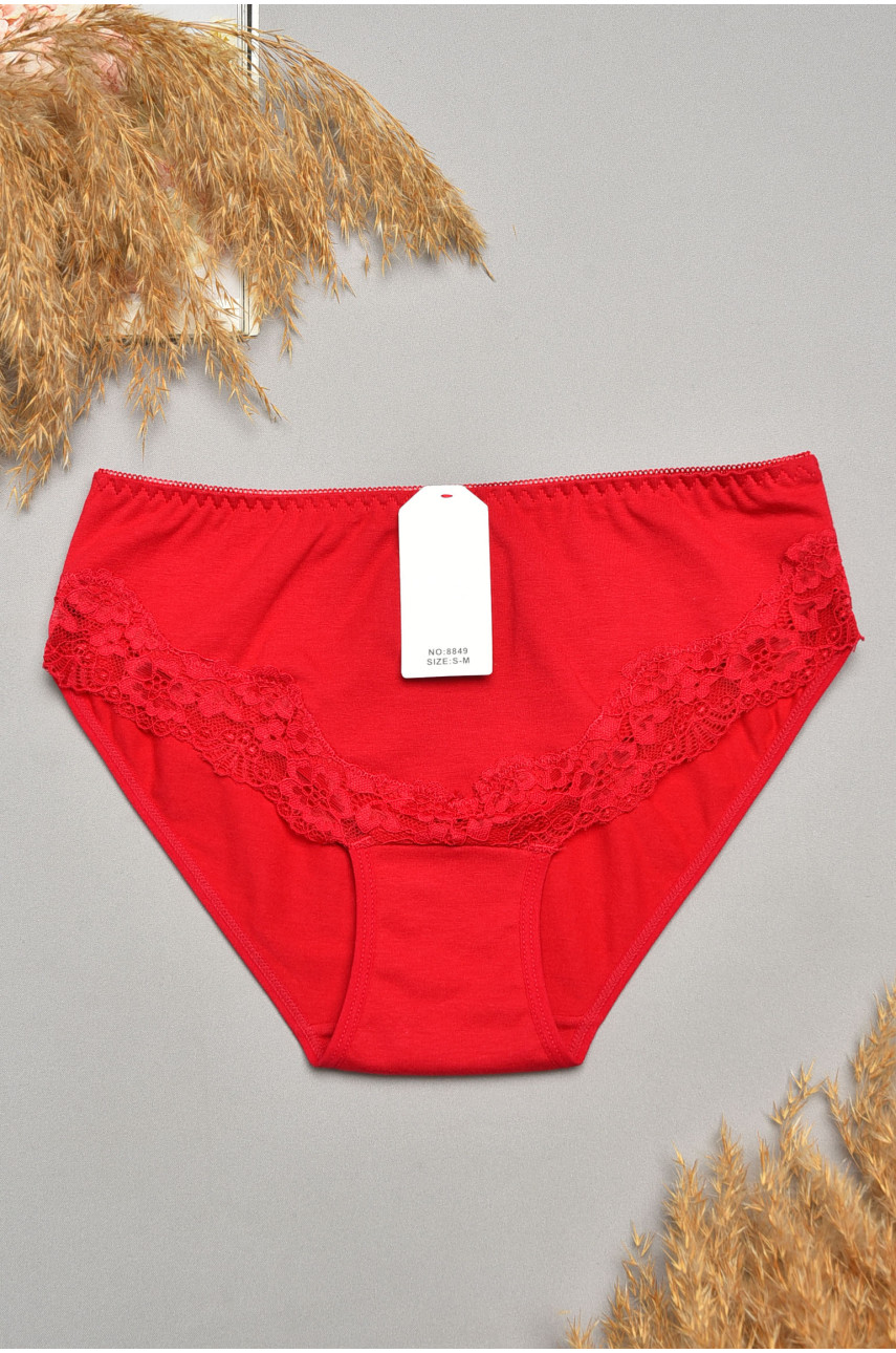 Трусы женские бордового цвета с гипюровыми вставками 8849 207861