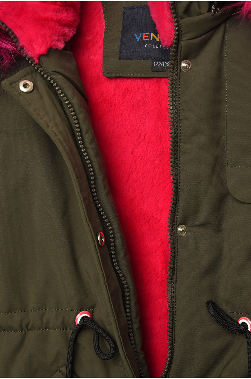 Куртка детская для девочки еврозима цвета хаки 98008 207868