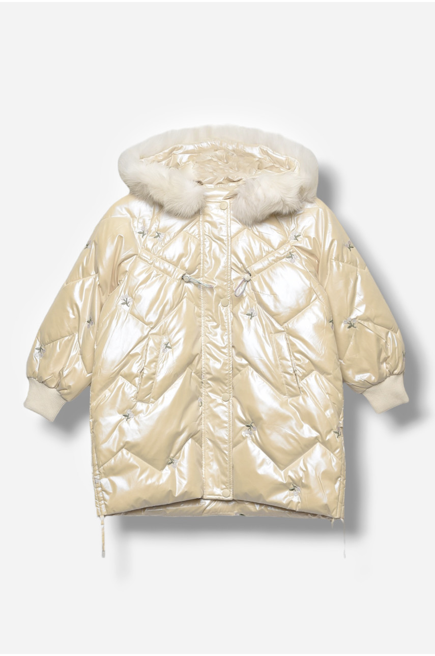 Куртка дитяча для дівчинки демісезонна молочного кольору 9318 207877