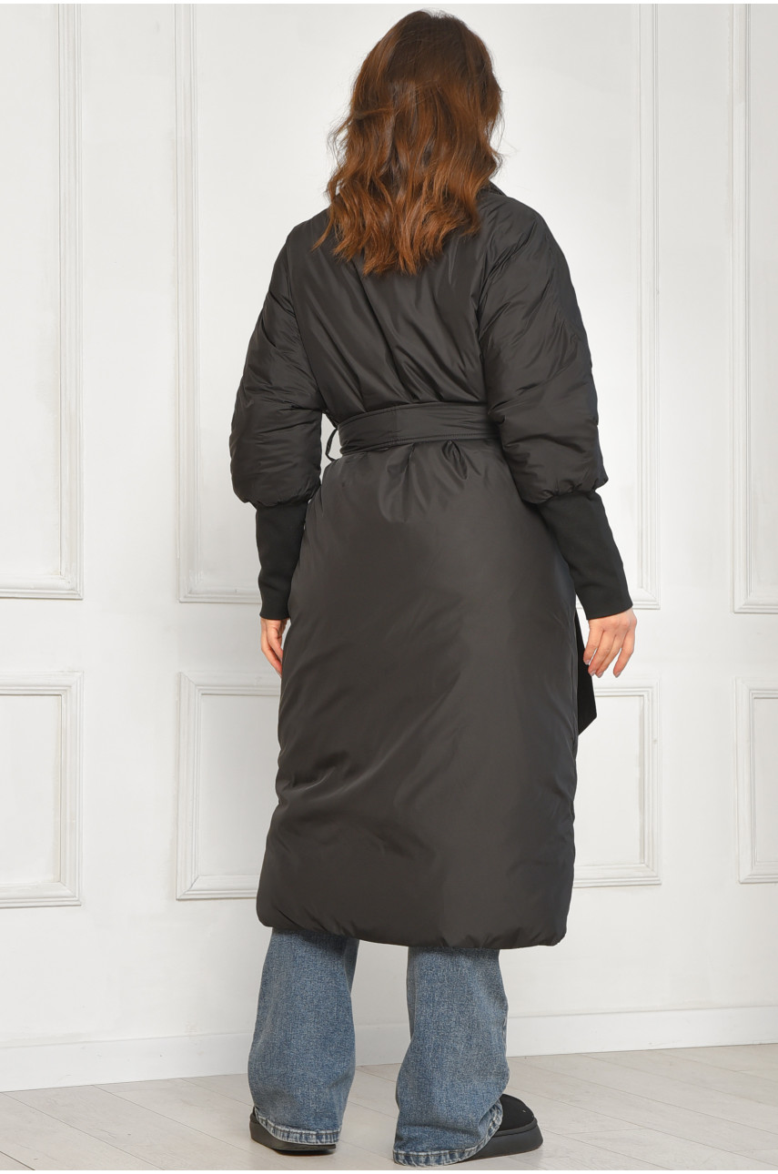Куртка жіноча подовжена зимова чорного кольору 5602 207886