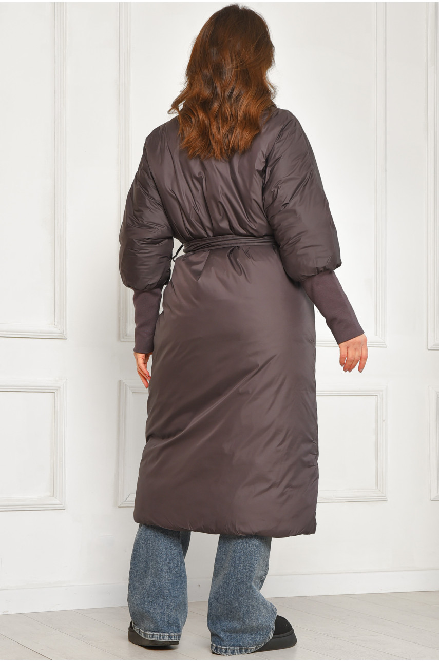 Куртка жіноча подовжена зимова шоколадного кольору 5602 207888