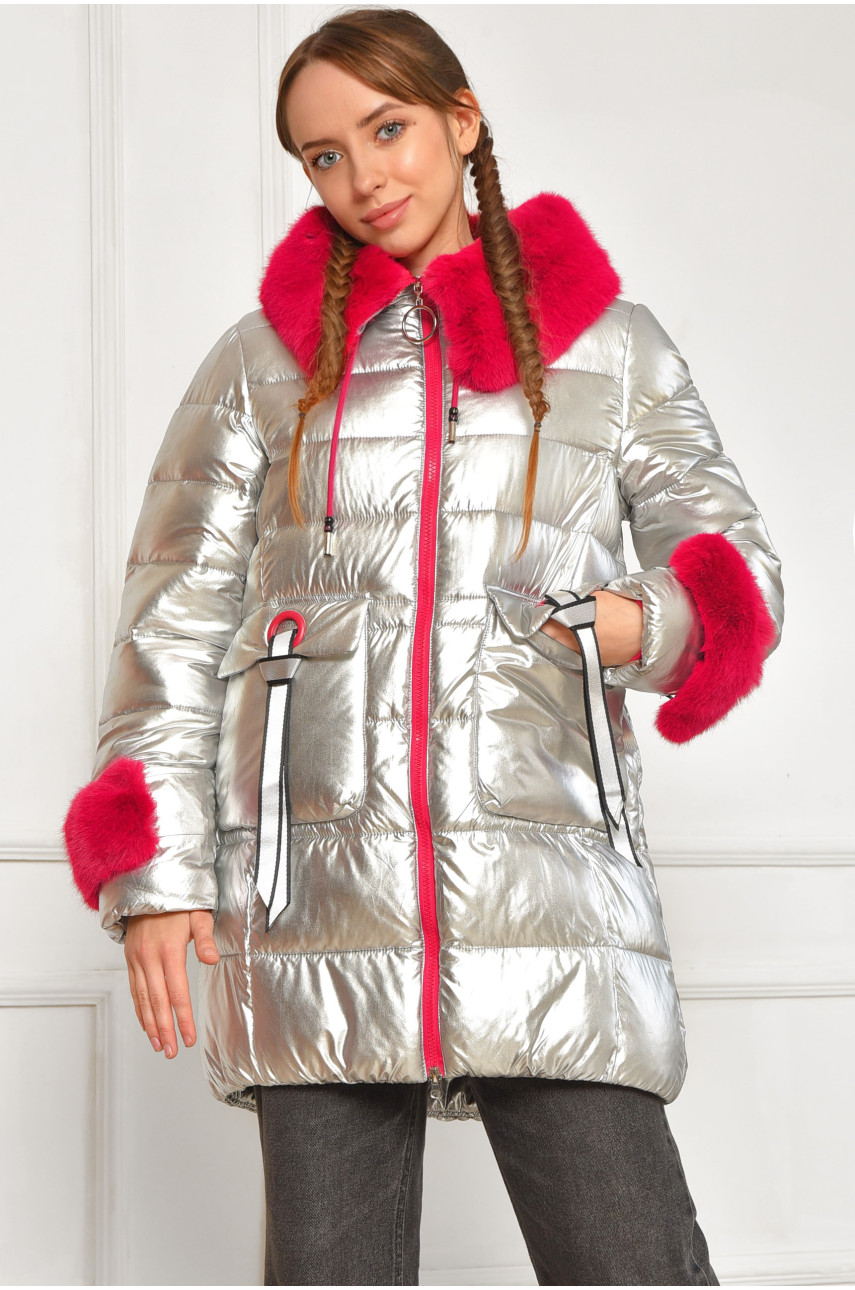 Куртка підліткова для дівчинки єврозима сріблястого кольору 28190 207889