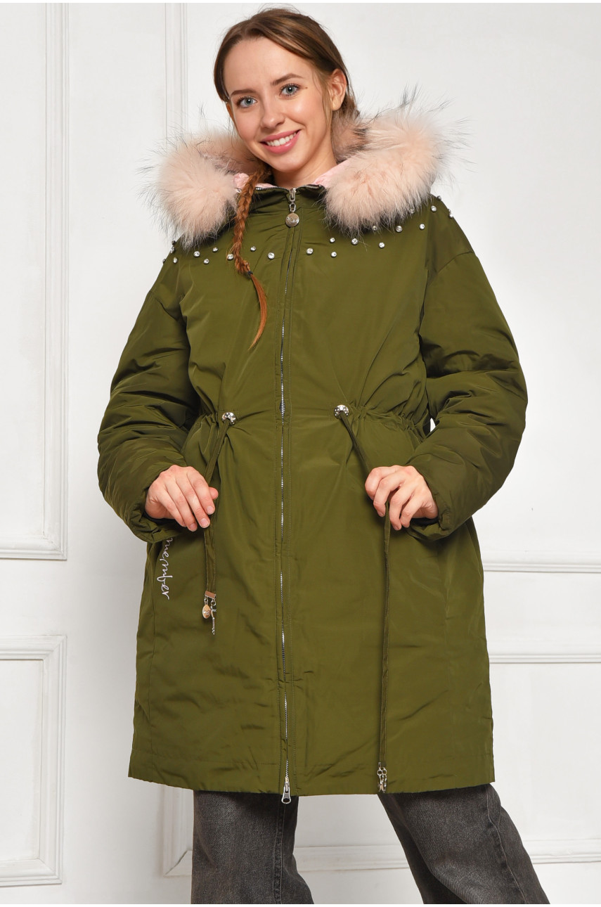 Куртка підліткова для дівчинки єврозима темно-зеленого кольору 207892