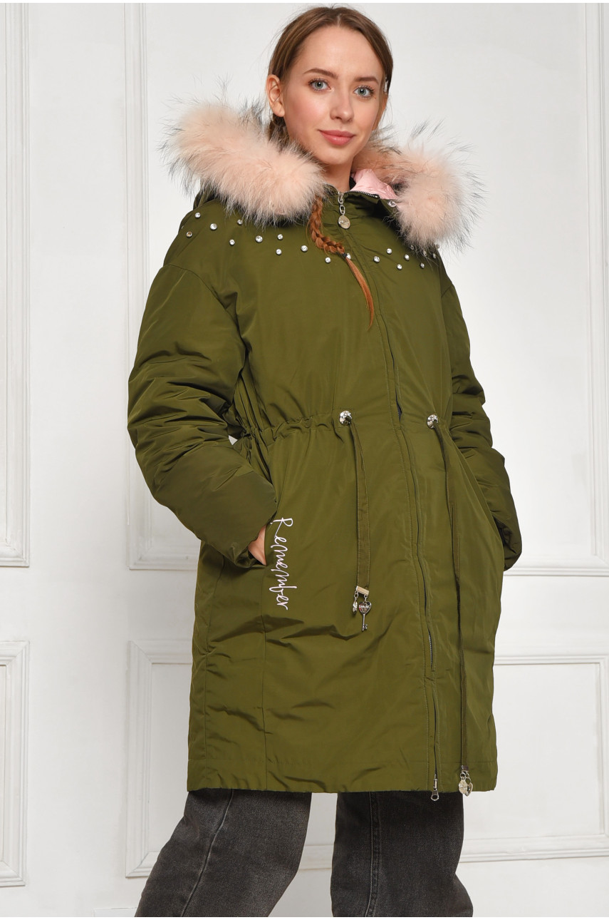 Куртка підліткова для дівчинки єврозима темно-зеленого кольору 207892