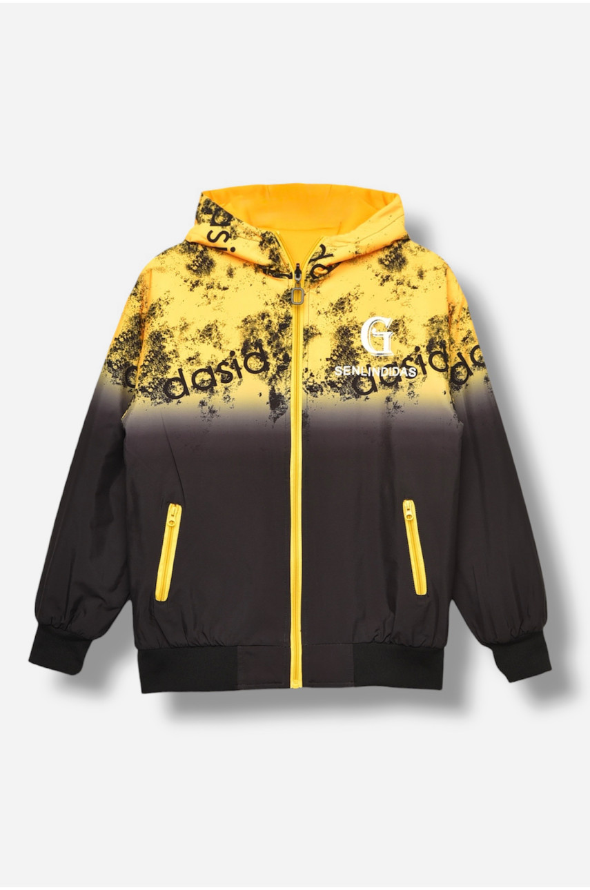 Куртка для мальчика демисезонная черного цвета с принтом 21А-29 207894