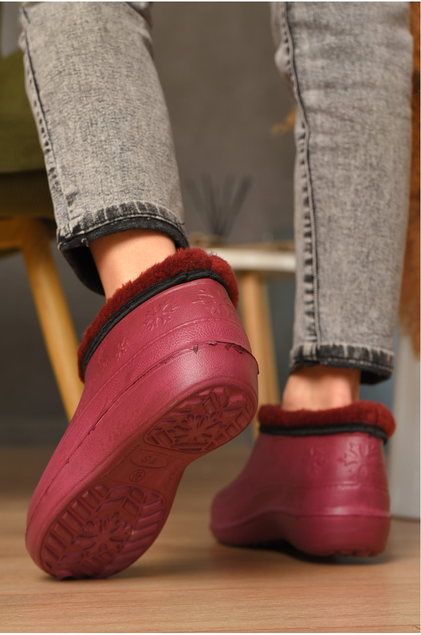 Галоши женские на меху бордового цвета сніжинка 207896 Галоши женские на меху бордового цвета сніжинка 207896