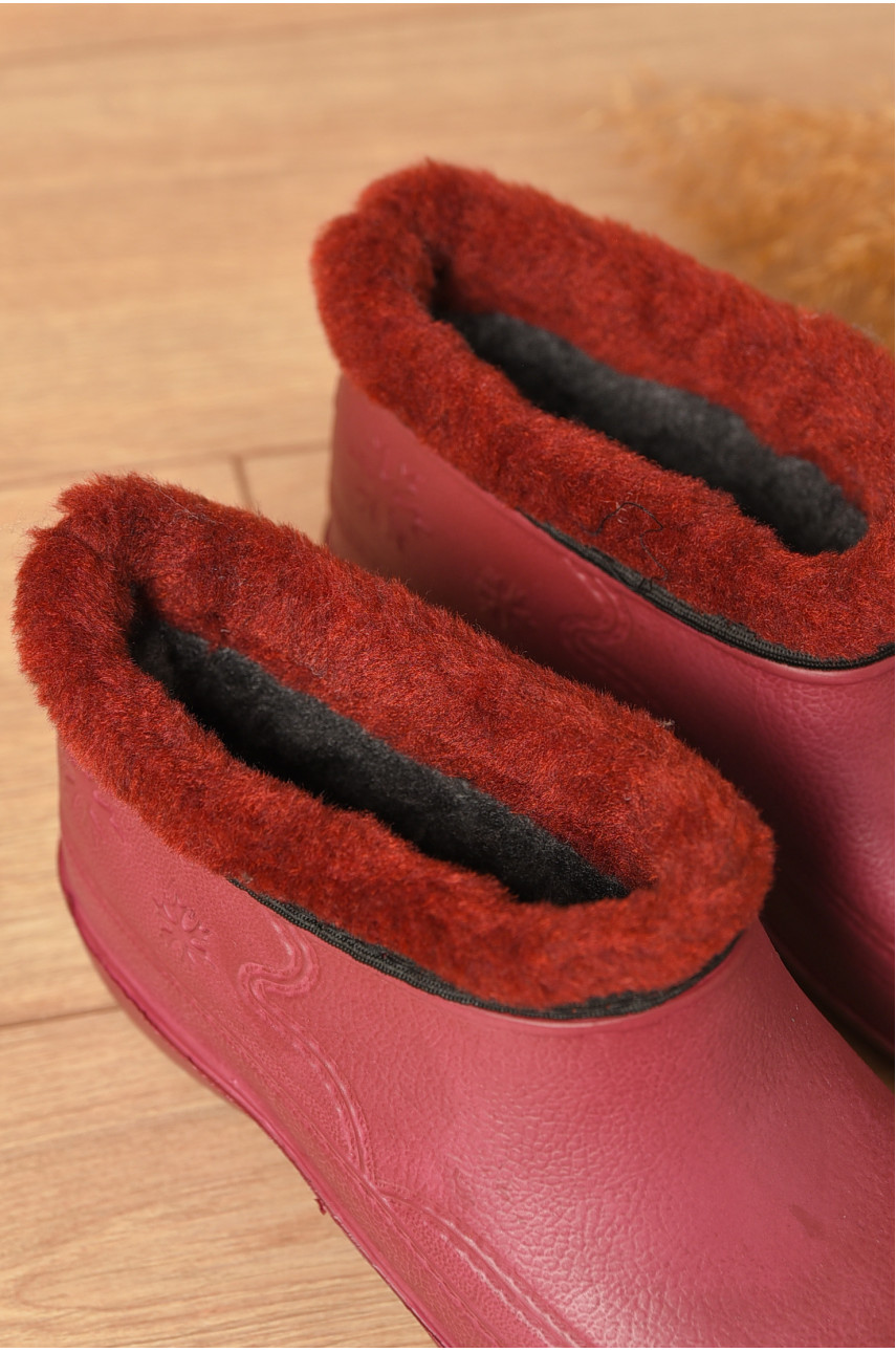 Галоши женские на меху бордового цвета сніжинка 207896 Галоши женские на меху бордового цвета сніжинка 207896