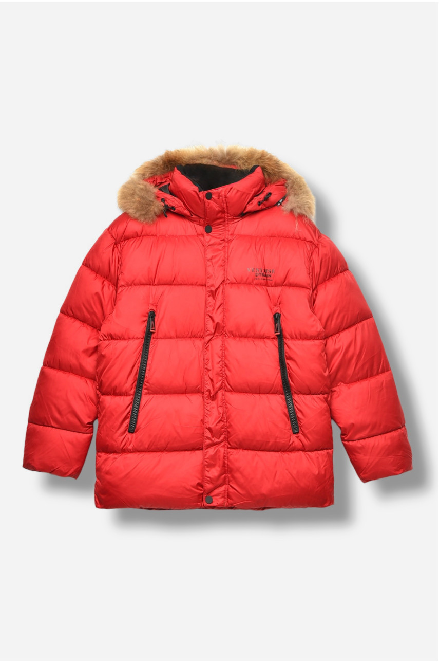 Куртка підліткова для хлопчика єврозима червоного кольору 89899 207901