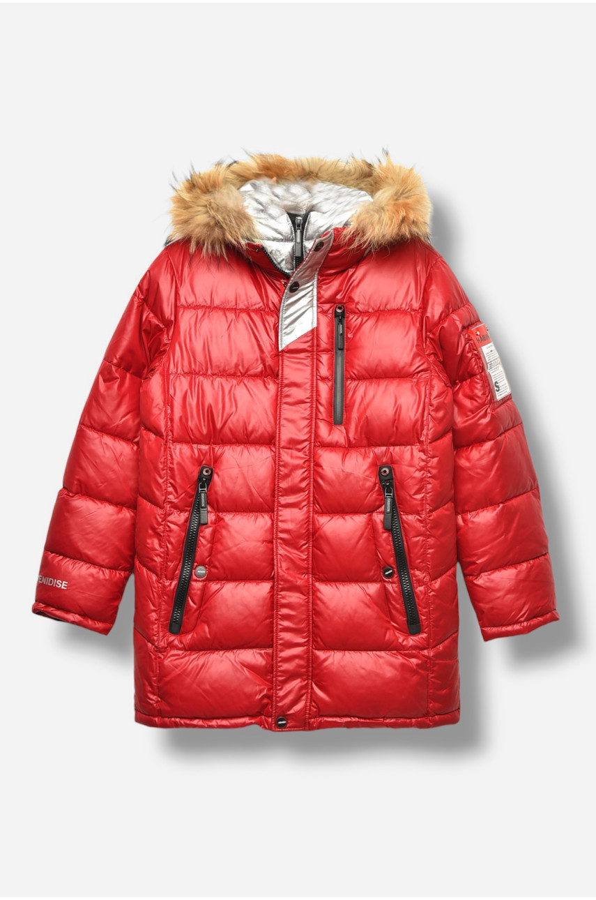 Куртка підліткова для хлопчика єврозима червоного кольору 82056 207903