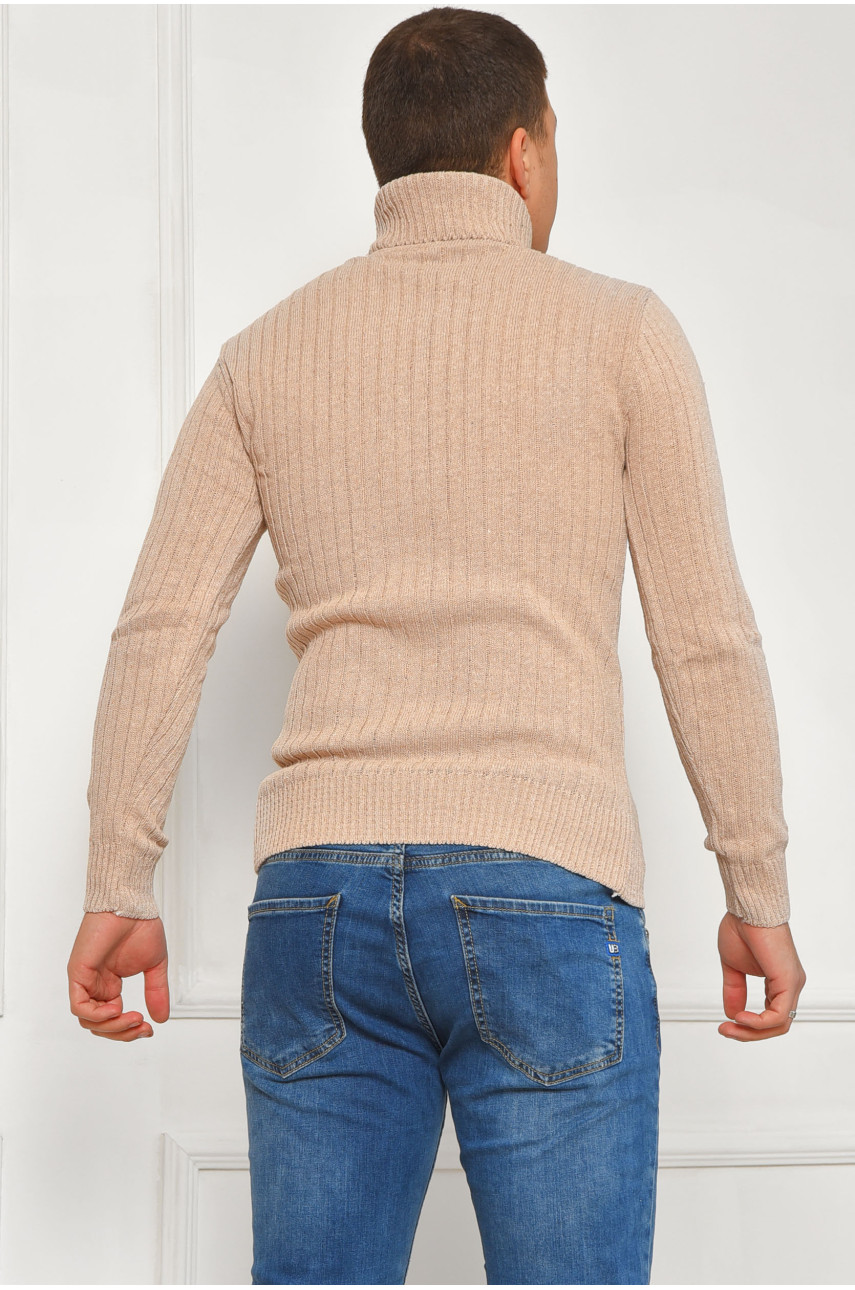 Гольф мужской однотонный акрил бежевого цвета 207911