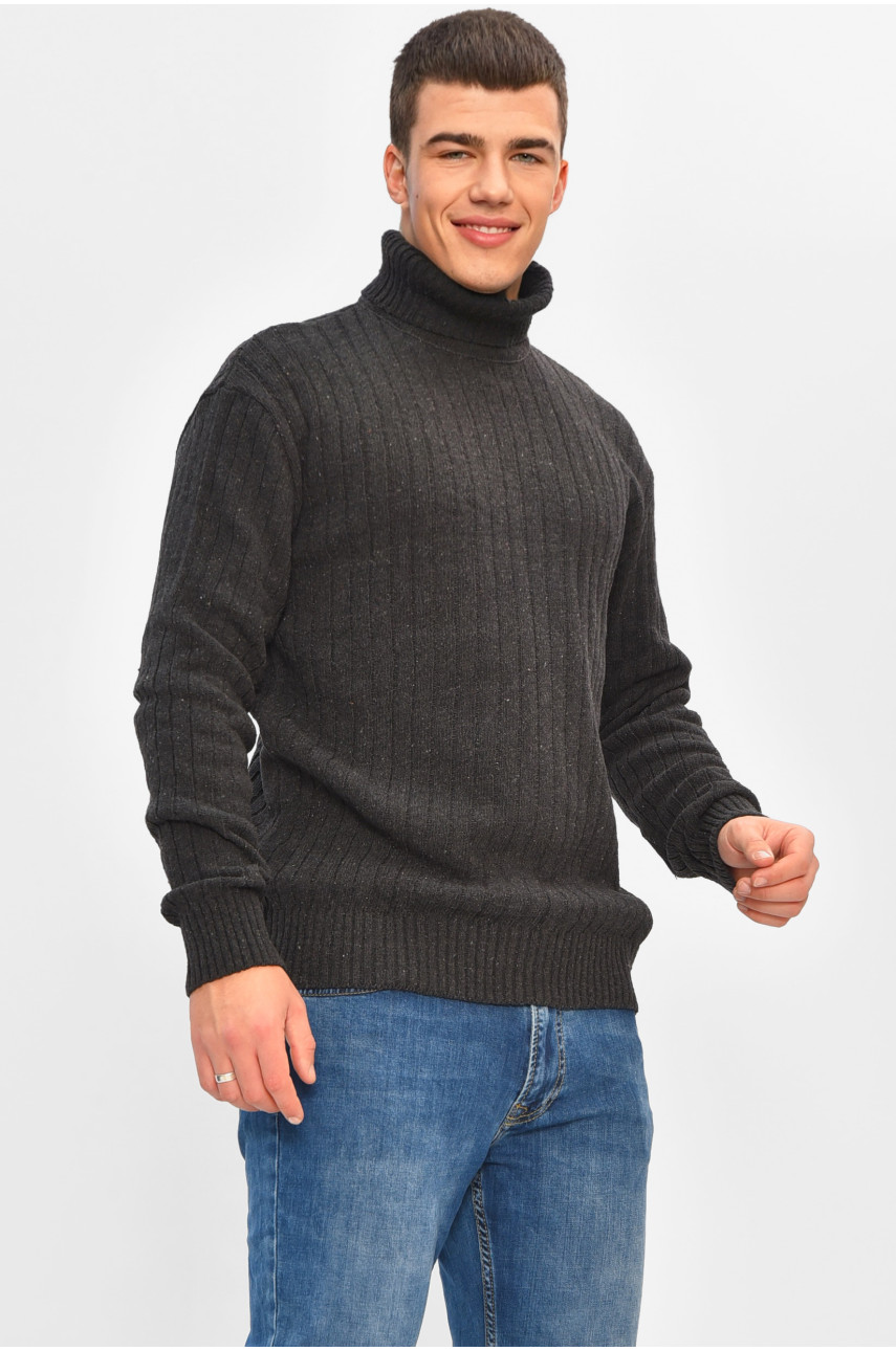 Гольф мужской однотонный акрил темно-серого цвета 57111 207919