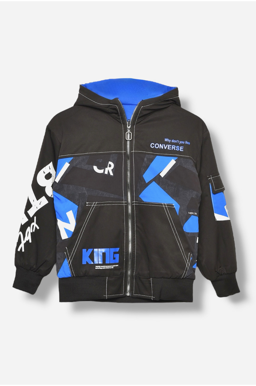 Куртка детская для мальчика двухсторонняя чорно-синего цвета 21А-51 207927