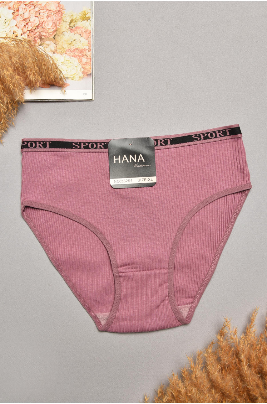 Трусы женские полубатальные в рубчик темно-лилового цвета 38294 207930