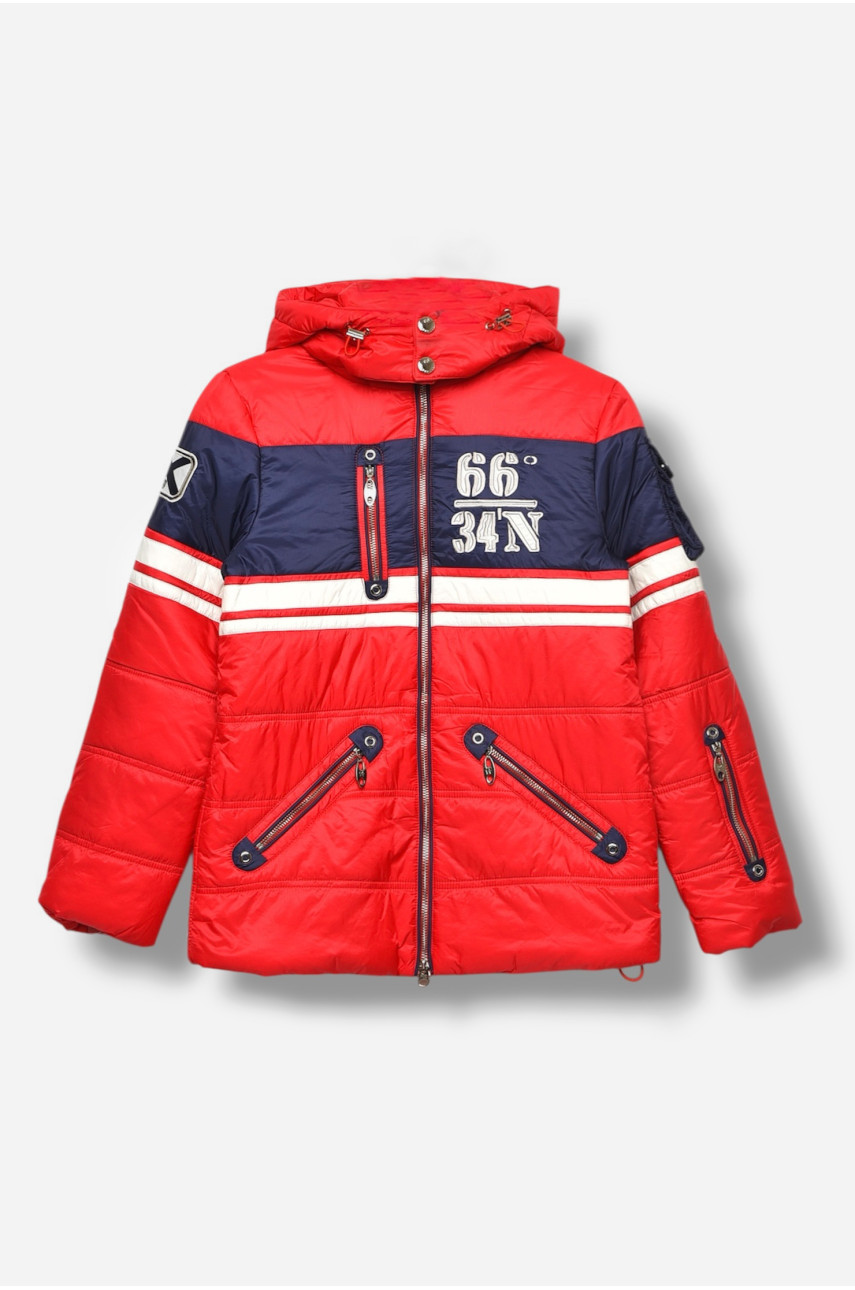 Куртка дитяча для хлопчика червоного кольору з принтом 1622 207931