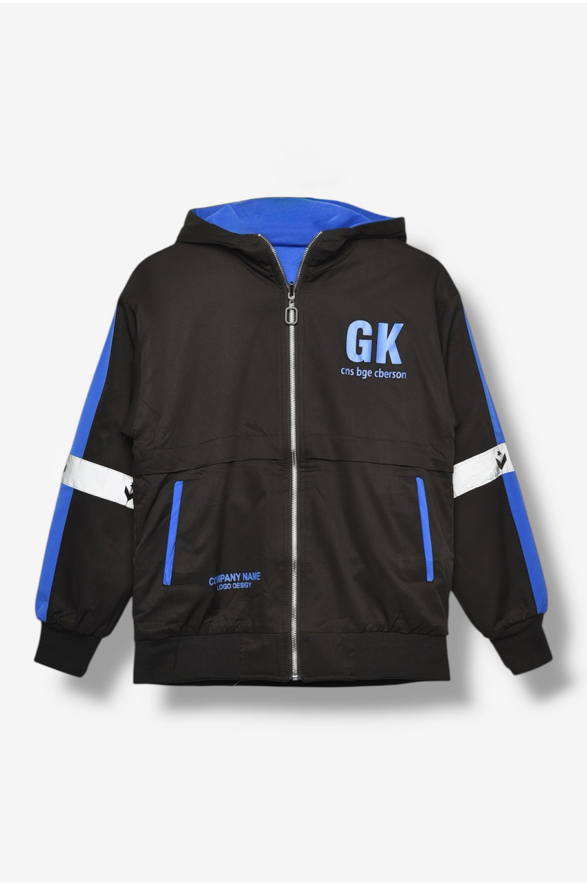 Куртка подростковая для мальчика двухсторонняя чорно-синего цвета 21А-52 207932