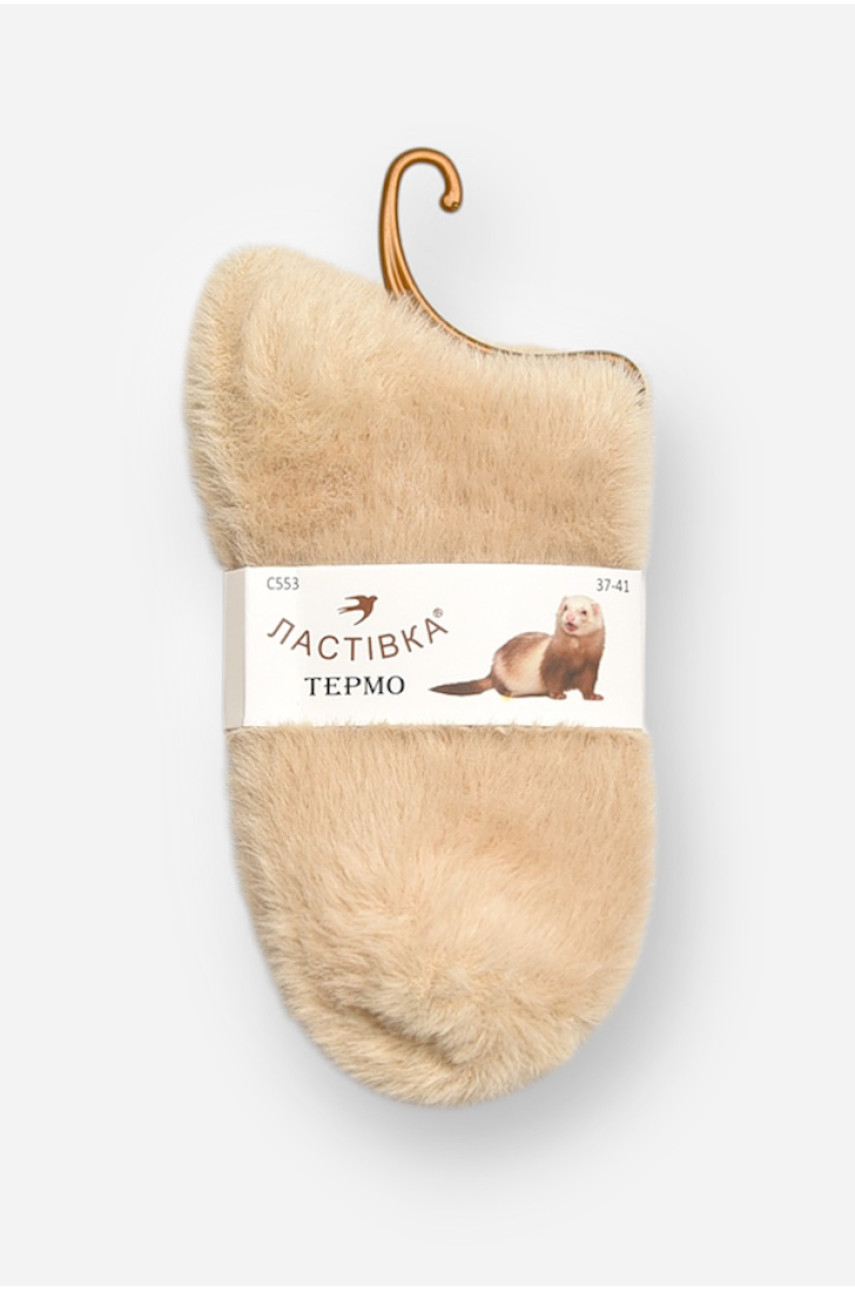 Шкарпетки жіночі норка бежевого кольору с553 207935