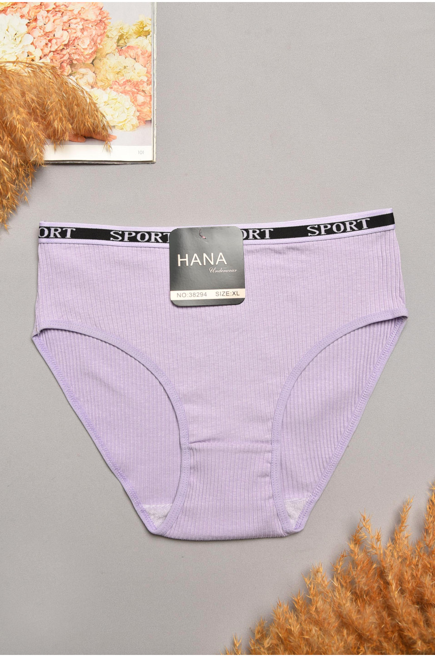 Трусы женские полубатальные в рубчик сиреневого цвета 38294 207936