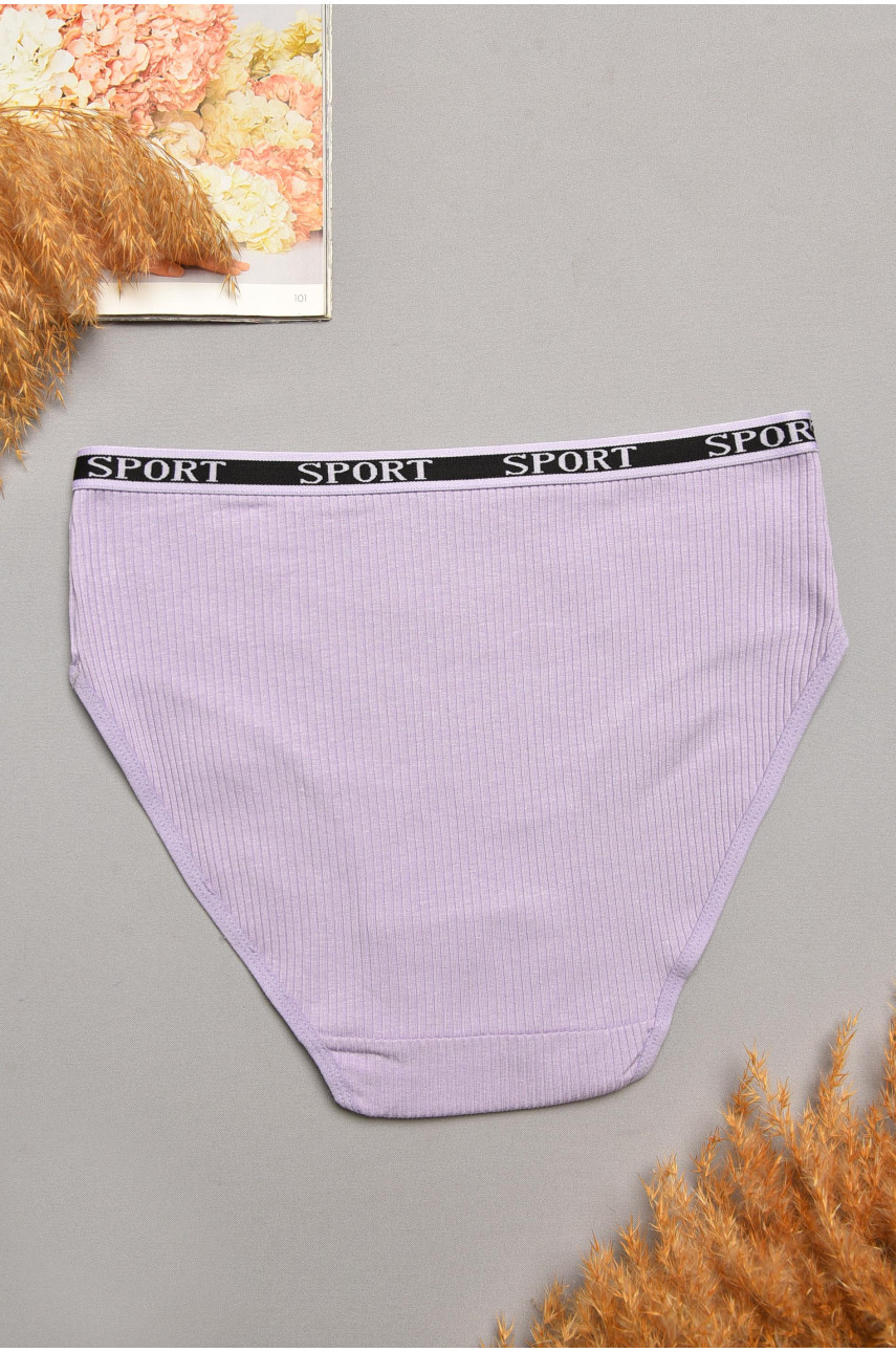 Трусы женские полубатальные в рубчик сиреневого цвета 38294 207936