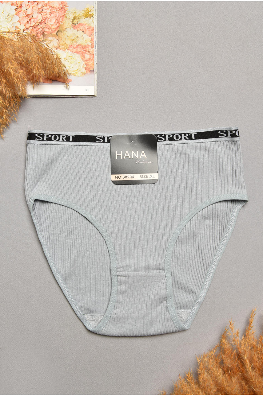 Трусы женские полубатальные в рубчик серого цвета 38294 207939