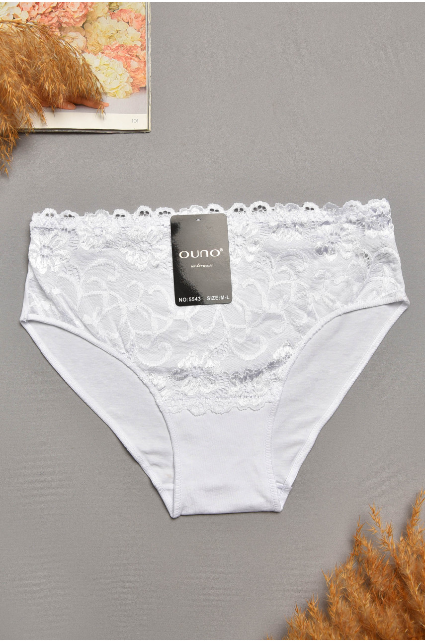 Трусы женские белого цвета с гипюровыми вставками 5543 207967