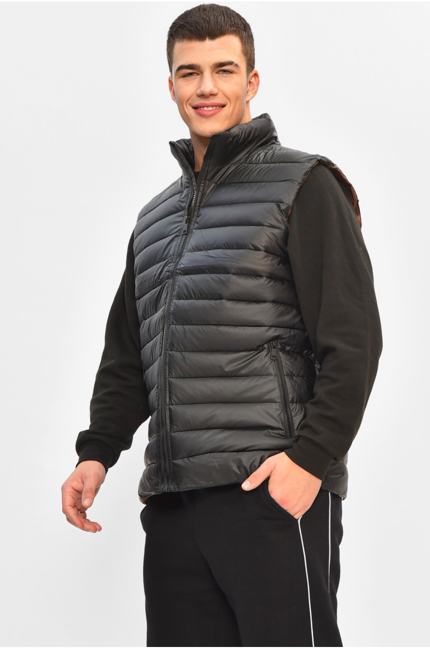 Жилетка мужская демисезонная черного цвета 32-1 207968